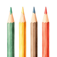 colored pencils isolated on white background, watercolor