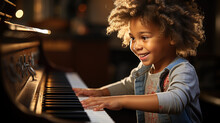 Cut Kid Playing Piano, Generative Ai