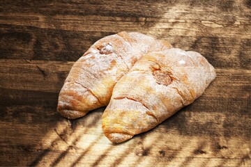 Canvas Print - Tasty fresh Croissant bread on desk