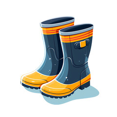 Wall Mural - rain boots flat illustration