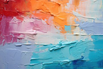 Poster - Painting close up of colorful abstract art background texture with brushstrokes, Oil paint texture with brush and palette knife strokes, AI Generated