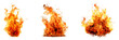 © niloo - Burning fire flames isolated on transparent background. Set of glowing fires and hot sparks collection design elements for fireplace, campfire, bbq, bonfire, light backgrounds, energy,  power, grill
