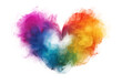 A heart made of rainbow smoke on transparent background. Romantic vivid explosion inked clouds, png element.