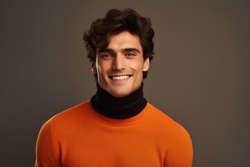 Wall Mural - Stylish man in a turtleneck sweater, on a minimalistic simple bright background. generative AI