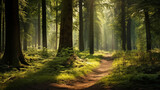 Fototapeta Las - path in the forest at morning time