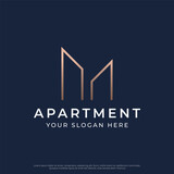 Fototapeta  - Logo design for a modern and luxurious apartment building or homestay. Logo for business, real estate, hotels and architecture.