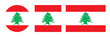 Lebanon flag vector icon set. Lebanese flag in square and round in vector. Original flag of Lebanon