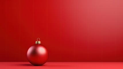 Aufkleber - Minimal red background Christmas with bauble ball christmas decoration. Room in the 3d. For backdrop, Space for product and text. 3d render.