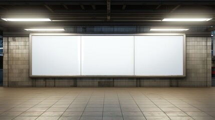 Fototapete - Blank Billboard Banner Light box in Subway station