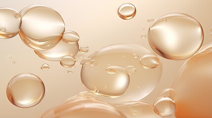 Canvas Print - round drops of transparent gel serum on beige background