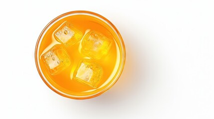 Aufkleber - Glass of orange soda drink isolated on white background. From top view