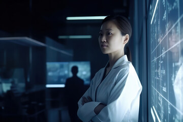 Portrait of a female chinese scientist in a laboratory