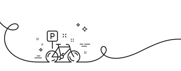Wall Mural - Bike line icon. Continuous one line with curl. Bicycle parking sign. Urban traffic symbol. Bike single outline ribbon. Loop curve pattern. Vector