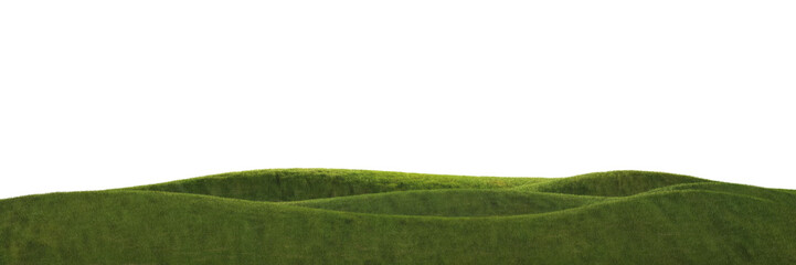 Sticker - Hills with grass on a transparent background. 3D rendering.	