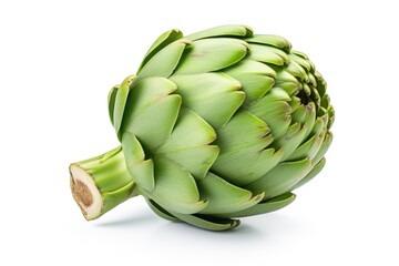 Wall Mural - A detailed close up of a green artichoke on a clean white background. Perfect for food or cooking-related projects.