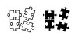 Puzzle line icon set. Matching combination symbol for UI designs. In black color.