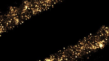 Wall Mural - particles loop wide two lines frame Transparent Video. Gold frame, glittering lines animated on Transparent background Seamless loop