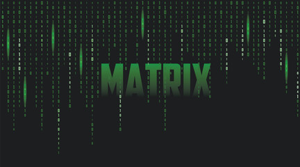 Wall Mural - Word MATRIX and digital code on dark background