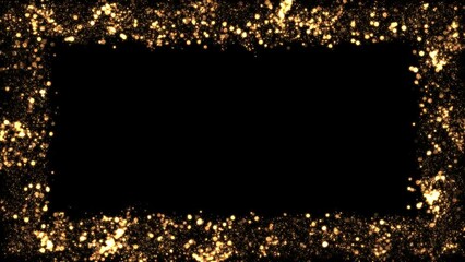 Wall Mural - particles loop wide rectangle frame Transparent Video. Gold frame, glittering rectangle animation on Transparent background Seamless loop