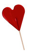 Lizak - czerwony lizak w kształcie serca  na przezroczystym tle, izolowany z tła, walentynki 
