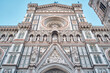 Facade of the Santa Maria del Fiore cathedral in Florence seen from below