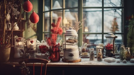 Poster - A table topped with lots of christmas decorations