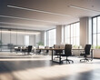 © Olga - modern office interior with table. Blurred empty open space office. Abstract light bokeh at office interior background for design