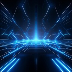abstract sci-fi blue background, business concept of digital future., ai