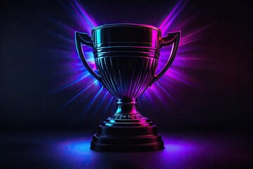 A shining championship trophy on a dark background.