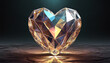 Heart shaped diamond on black dark background -Artistic