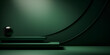 Modern minimalistic dark green mock up scene podium with lights and shadows, product presentation concept 