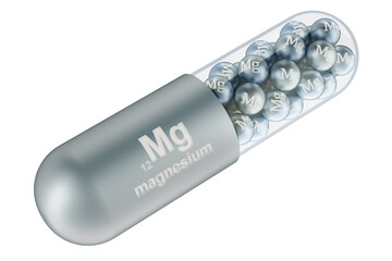 Canvas Print - Capsule with magnesium Mg, 3D rendering isolated on transparent background