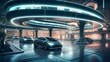 A futuristic city parking garage with smart parking   AI generated illustration