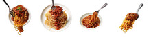 Spaghetti With Sauce Bolognese Hanging On A Fork Hyperrealistic Highly Detailed Isolated On Transparent Background Png File