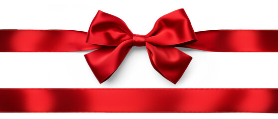 Wall Mural - red satin bow from a long ribbon isolated on a transparent background.
