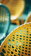 Poster - Yellow chair with blue seat, AI