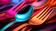 A Colorful Set Of Forks And Spoons, AI