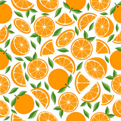 Wall Mural - seamless pattern with oranges. fruit repeated background. vector illustration for design and print