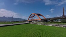 Kecheng Iron Bridge In Yuli, Taiwan, Aerial View