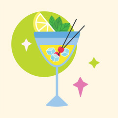 Wall Mural - Isolated cokctail glass icon Beverage Vector