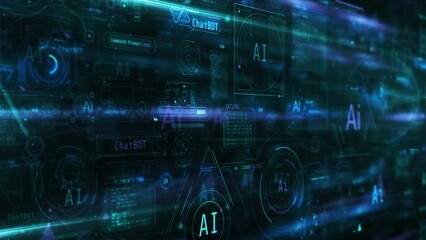 Wall Mural - the flow of artificial intelligence data is overwhelming.