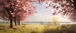 In the picturesque landscape of Brandenburg the arrival of spring brings a burst of life as cherry blossoms bloom adorning the trees with delicate pink petals and filling the air with the sw