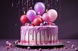 Tort urodzinowy z balonami. 