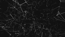 Seamless Loop Of Dynamic White Dots And Lines Networking On Black Background – Abstract Digital Connection Concept