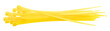 Plastic Cable tie in yellow to hold cable together or wrap around things for electrician, maintenance, repair man. Close up Plastic Cable tie small size, white background isolated