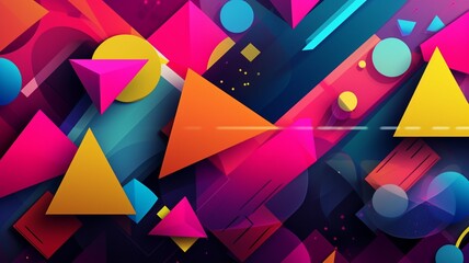 Wall Mural - Colorful cmyk geometric shapes triangle pattern design wallpaper image AI generated art