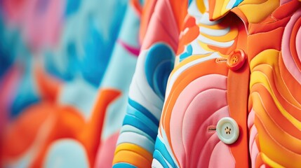 Wall Mural - a close up of a colorful shirt with buttons, ai