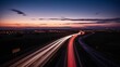 AI generated illustration of a long exposure photograph of light trails created by vehicles