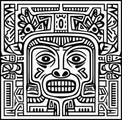 Sticker - Indigenous tiki mask ornament pattern