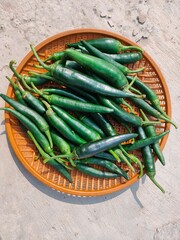 Wall Mural - Green chilli, chillies, chili, spicy food kashmiri mirch